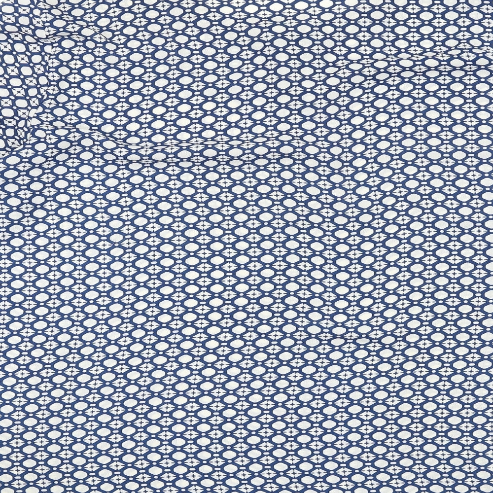 David Jones Womens Blue Geometric Polyester Basic Blouse Size 14 Round Neck
