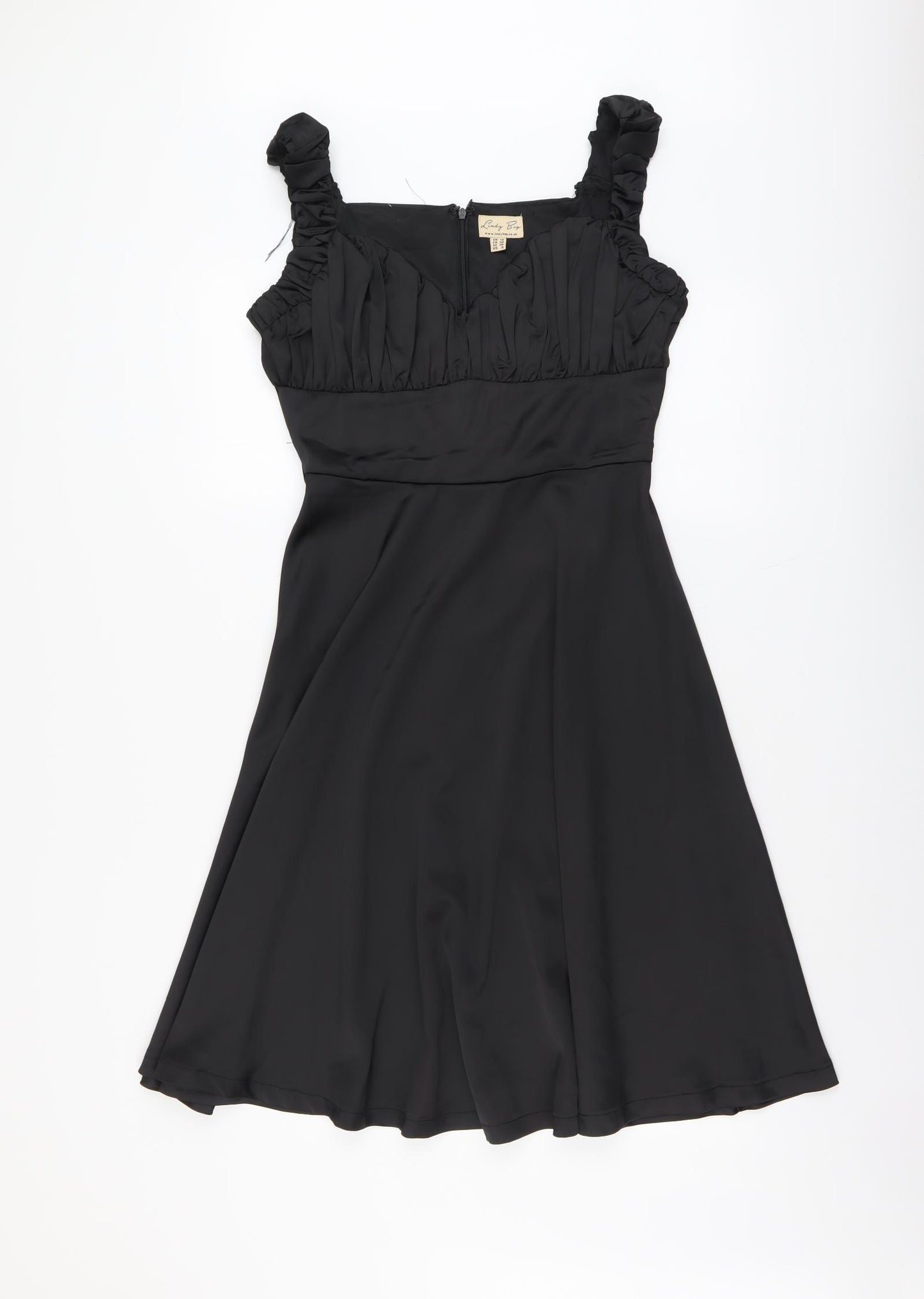 Lindy Bop Womens Black Polyester Skater Dress Size 10 Sweetheart Zip
