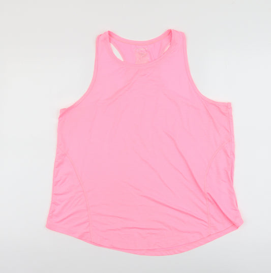 Workout Womens Pink Polyester Basic Tank Size L Scoop Neck Pullover - Racerback