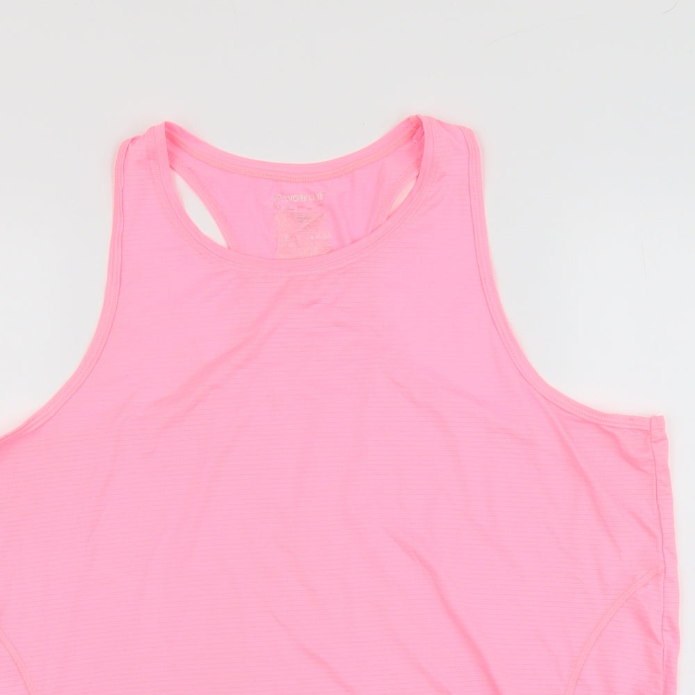Workout Womens Pink Polyester Basic Tank Size L Scoop Neck Pullover - Racerback