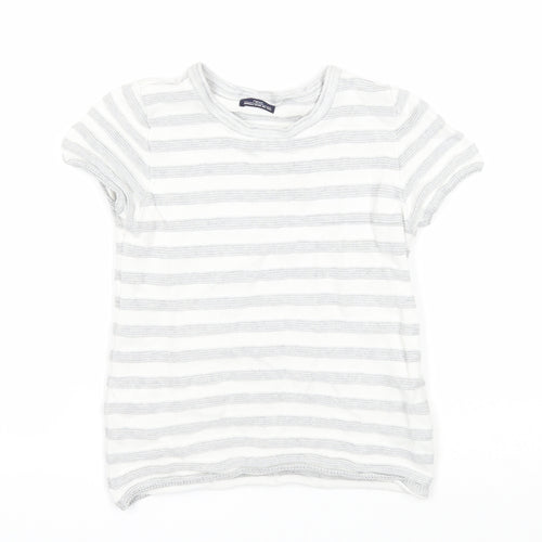 NEXT Boys White Round Neck Striped Cotton Pullover Jumper Size 2-3 Years Pullover