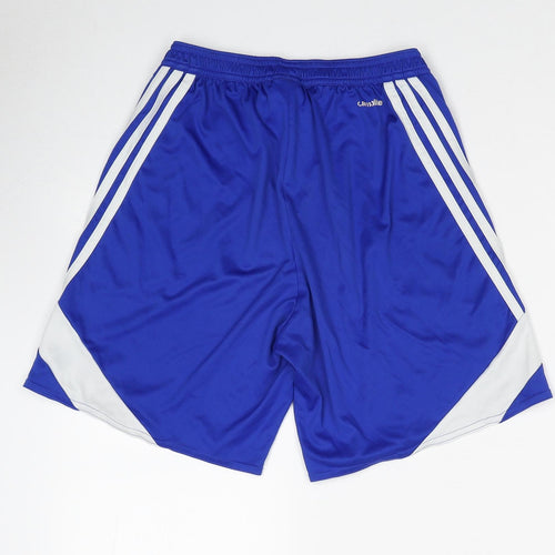 adidas Mens Blue Polyester Athletic Shorts Size S Regular Drawstring