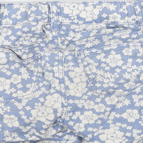 H&M Girls Blue Floral Cotton Hot Pants Shorts Size 4-5 Years Regular Zip