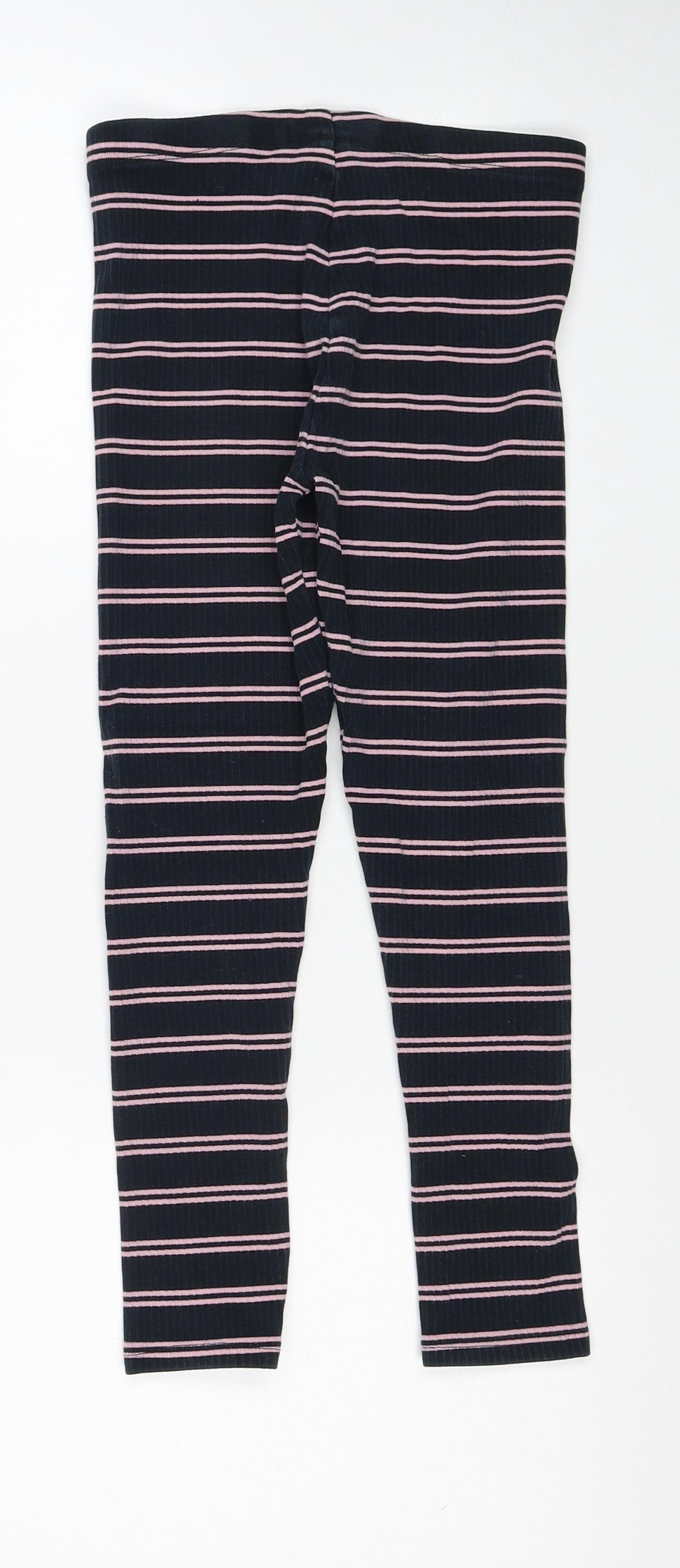 NEXT Girls Blue Striped Cotton Jogger Trousers Size 9 Months Regular Pullover - Leggings