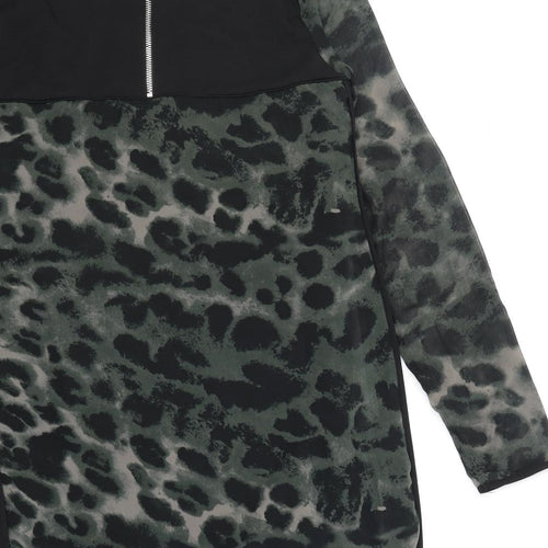Religion Womens Green Animal Print Polyester Shift Size 10 Boat Neck Pullover - Leopard Print