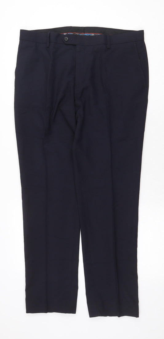 NEXT Mens Blue Polyester Trousers Size 34 in Regular Zip