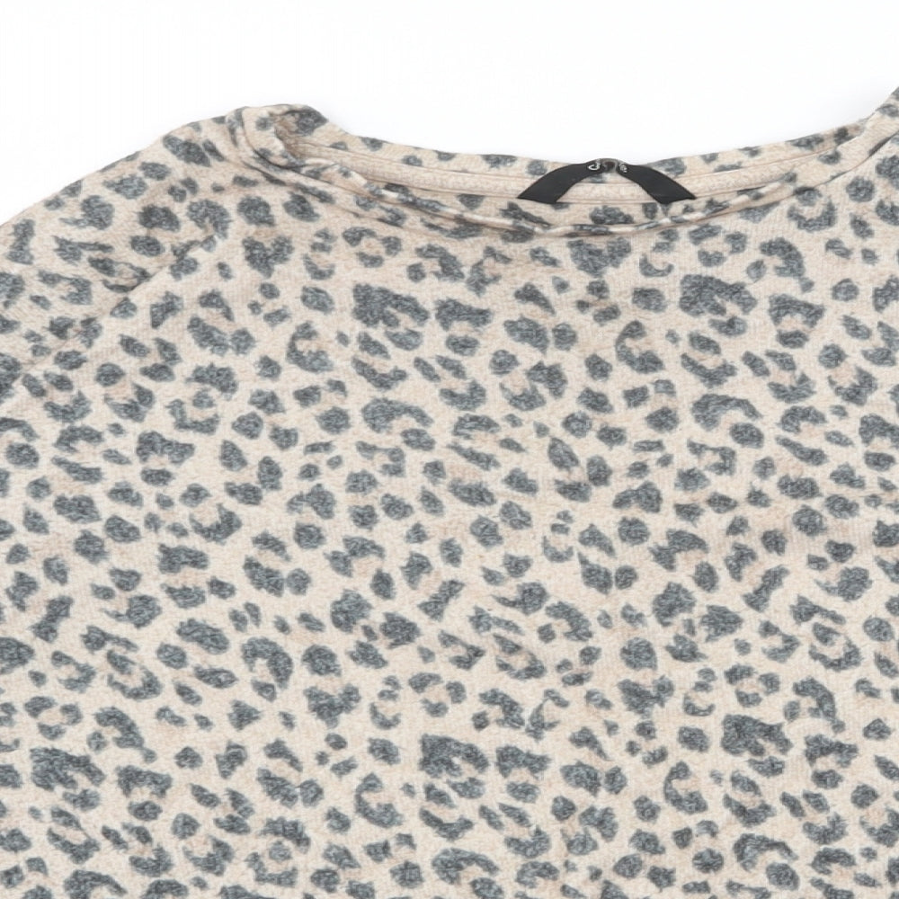 George Girls Beige Round Neck Animal Print Polyester Pullover Jumper Size 11-12 Years Pullover