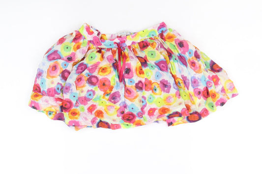 Marks and Spencer Girls Multicoloured Geometric Cotton Skater Skirt Size 4-5 Years Regular Drawstring