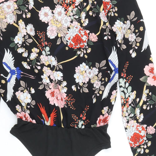 Lilah Rose Womens Multicoloured Floral Cotton Bodysuit One-Piece Size L Snap