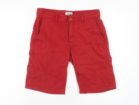 Tommy Hilfiger Mens Red Cotton Chino Shorts Size 28 in Regular Zip