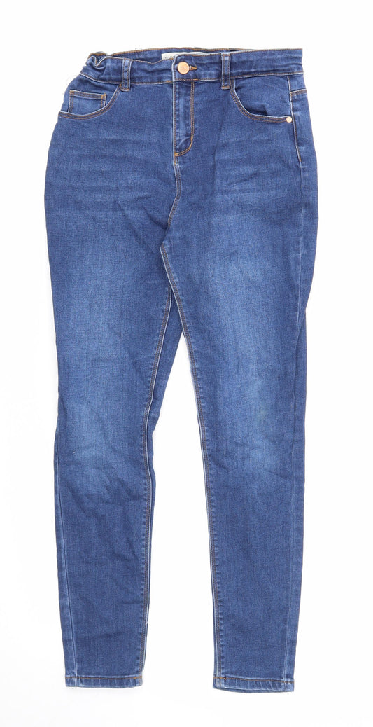 Denim & Co. Girls Blue Cotton Skinny Jeans Size 12-13 Years Regular Zip