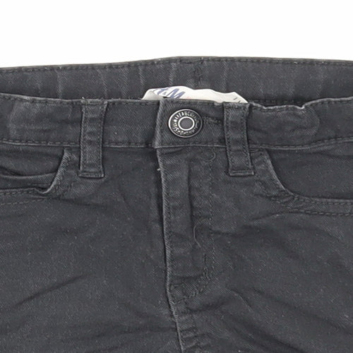 H&M Girls Black Cotton Cut-Off Shorts Size 6 Years Regular Zip