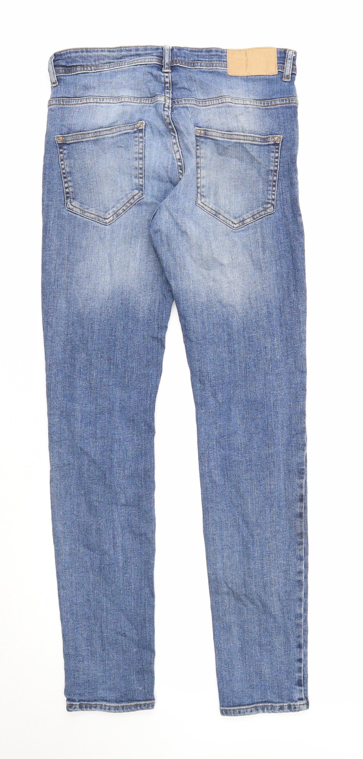 Denim & Co. Mens Blue Cotton Straight Jeans Size 30 in L32 in Slim Zip