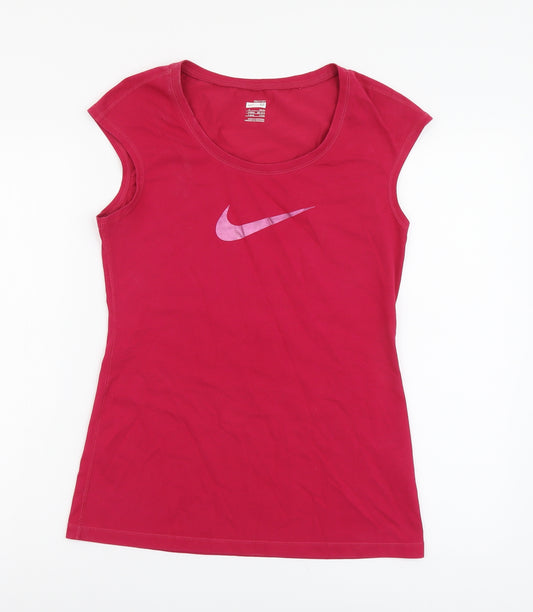 Nike Womens Pink Cotton Basic T-Shirt Size M Scoop Neck Pullover