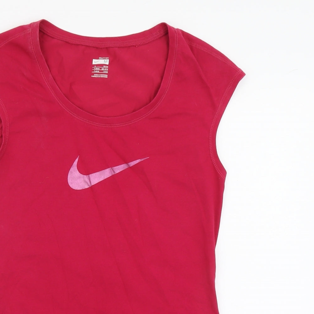 Nike Womens Pink Cotton Basic T-Shirt Size M Scoop Neck Pullover