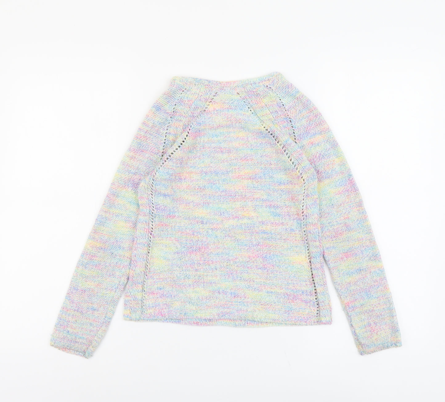 Marks and Spencer Girls Multicoloured Boat Neck Cotton Pullover Jumper Size 9-10 Years Pullover