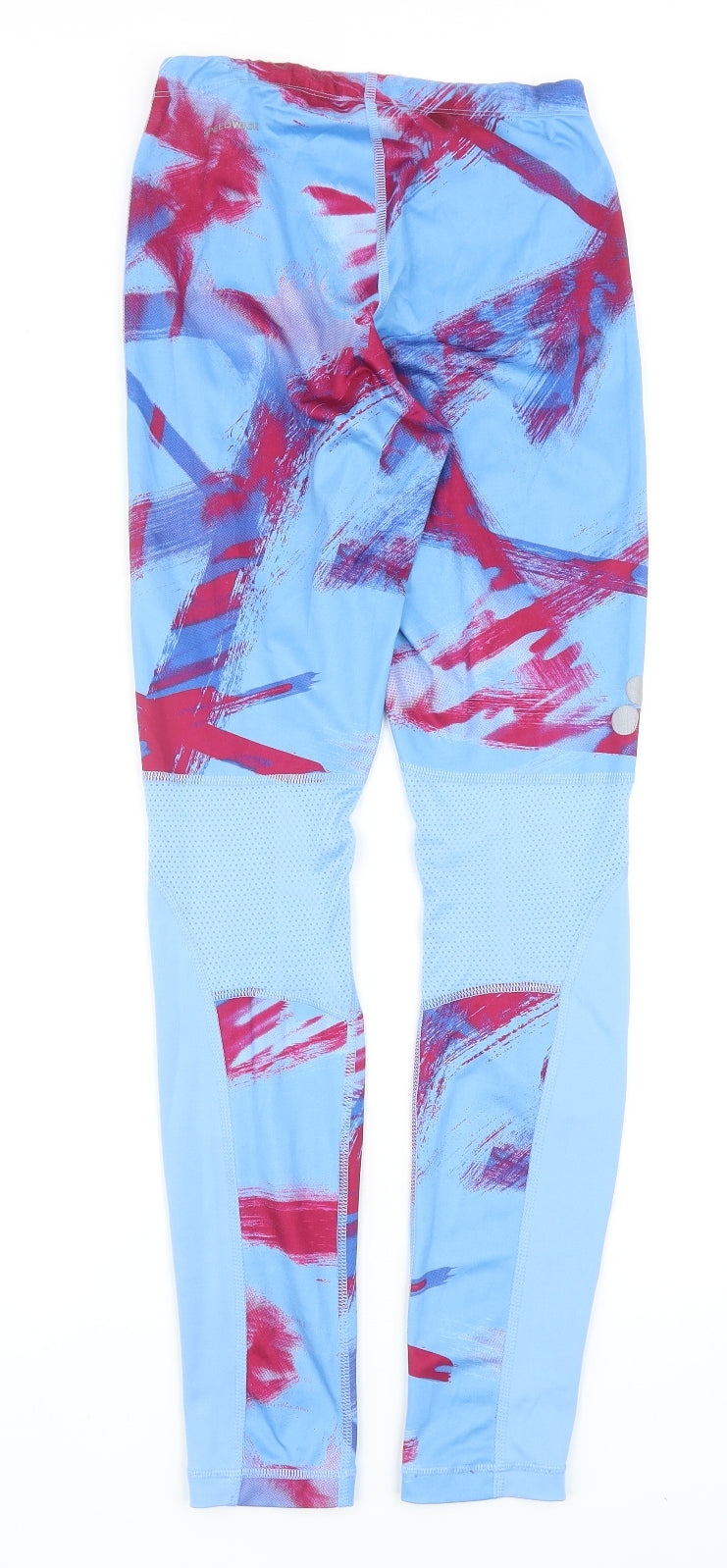 Reebok Womens Blue Geometric Polyester Compression Leggings Size XS Regular Pullover