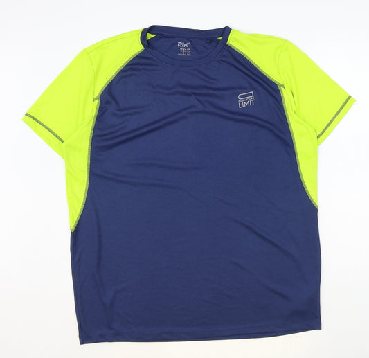 Crivit Mens Blue Colourblock Polyester T-Shirt Size 2XL Round Neck