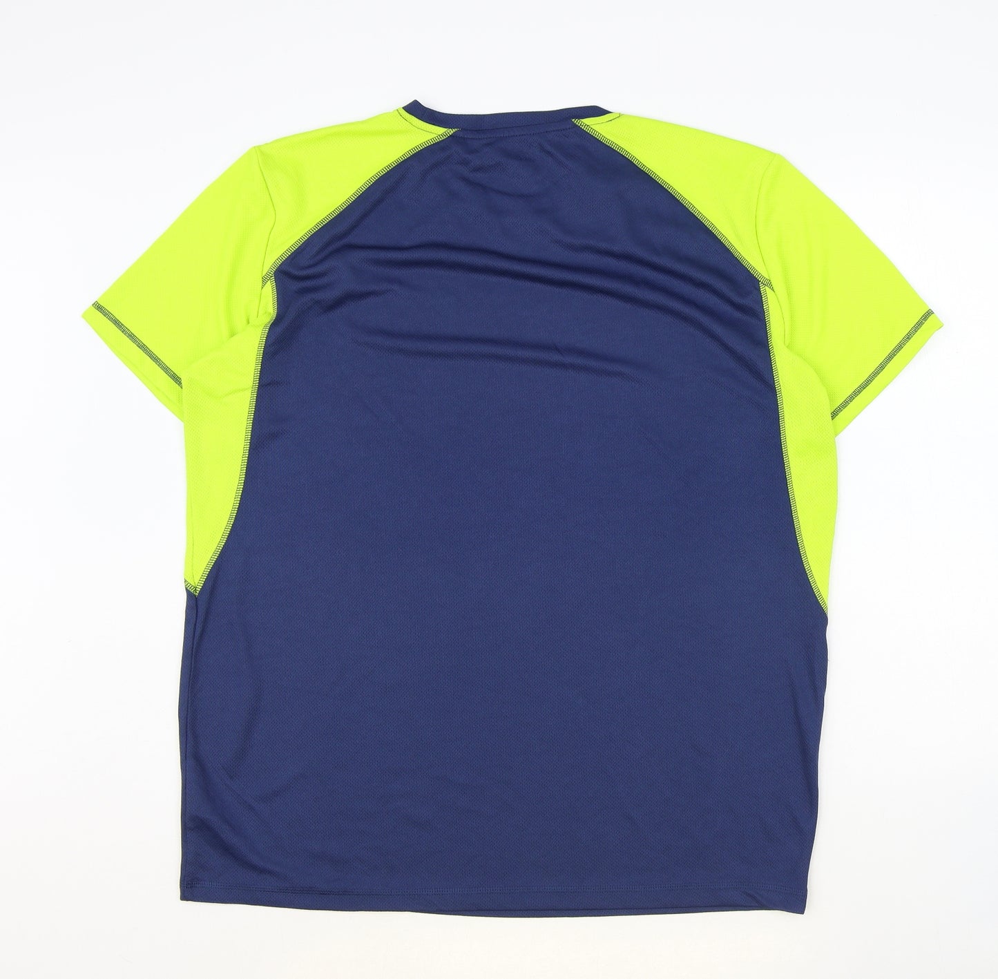 Crivit Mens Blue Colourblock Polyester T-Shirt Size 2XL Round Neck