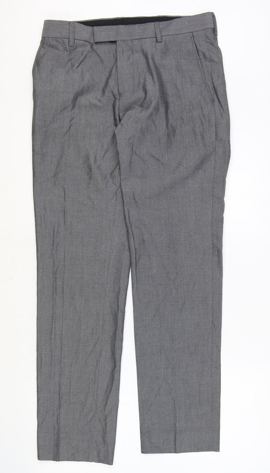 Preworn Mens Grey Polyester Trousers Size 30 in Regular Zip