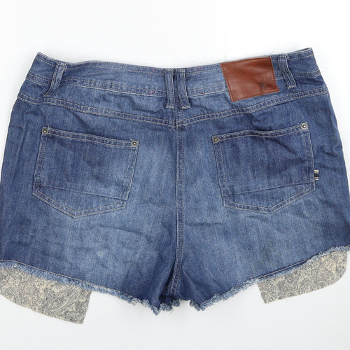 Bellfield Womens Blue Cotton Cut-Off Shorts Size 16 Regular Zip