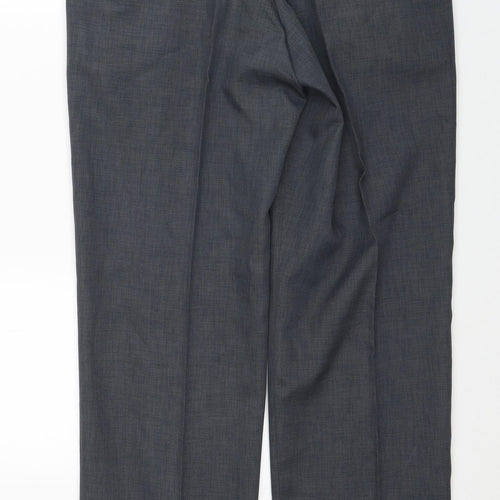Marks and Spencer Mens Grey Polyester Trousers Size 32 in L31 in Regular Zip