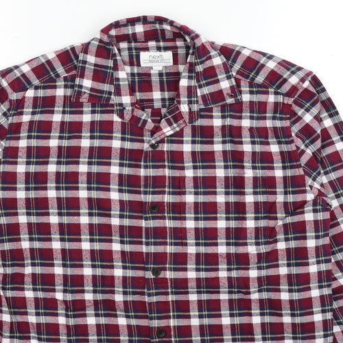 NEXT Mens Red Plaid Cotton Button-Up Size XS Collared Button