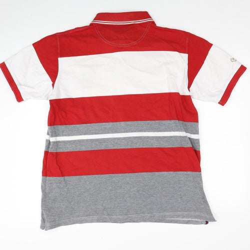 Rugby Mens Multicoloured Striped Cotton Polo Size XL Collared Pullover - England Rugby