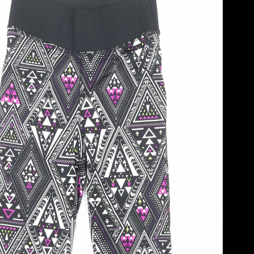 F&F Womens Black Geometric Polyamide Capri Leggings Size 10 Regular Pullover