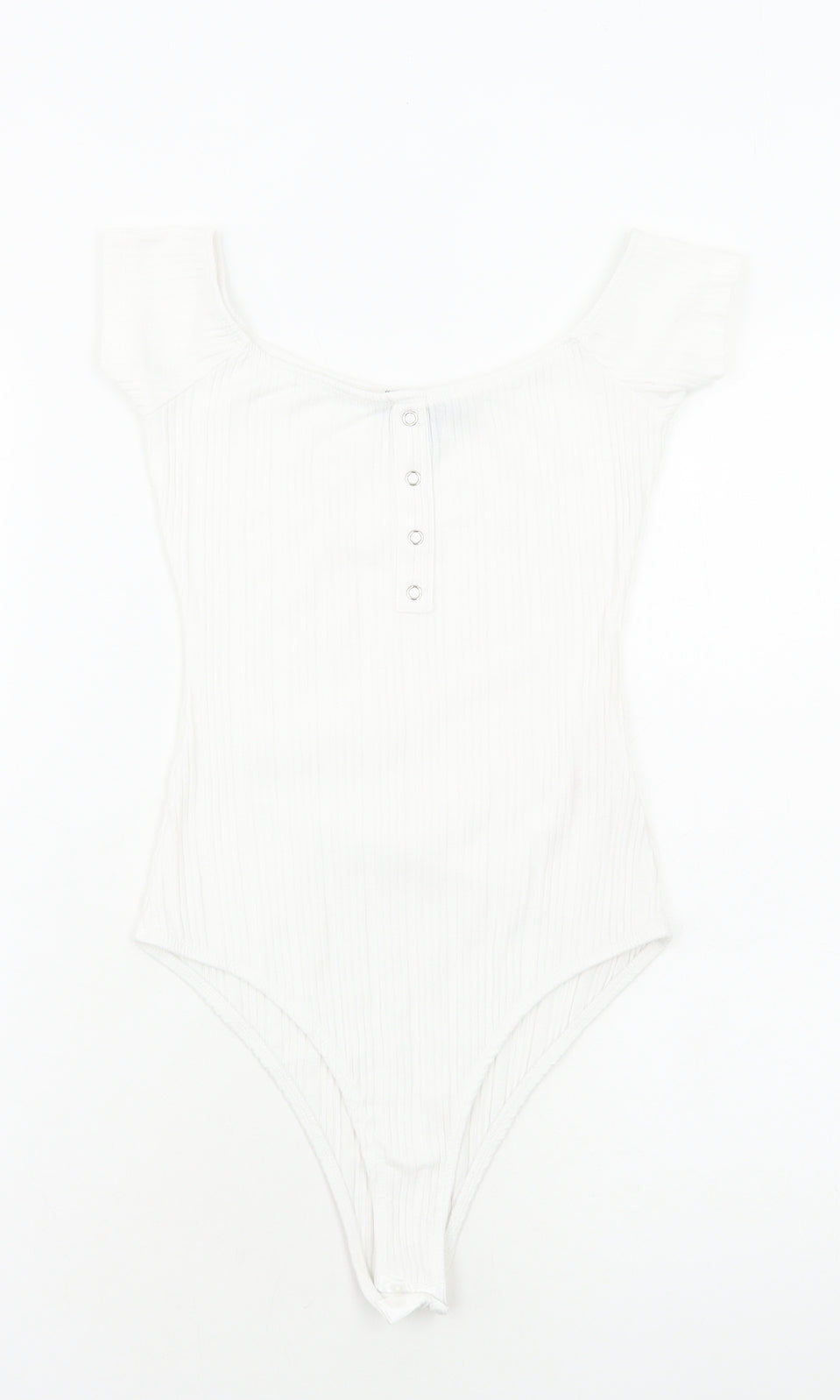 Primark Womens White Cotton Bodysuit One-Piece Size XS Snap