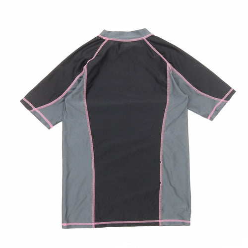 Crane Girls Black Polyamide Basic T-Shirt Size 11-12 Years Mock Neck Pullover