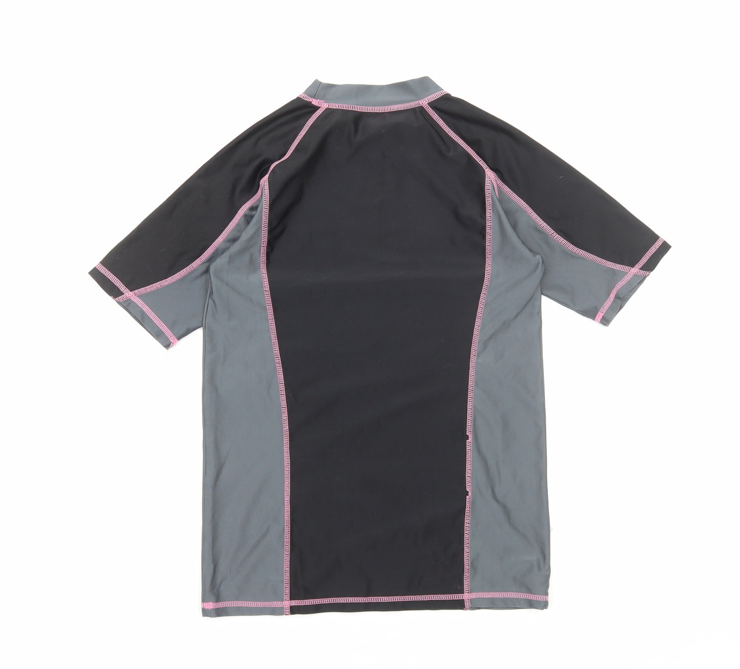 Crane Girls Black Polyamide Basic T-Shirt Size 11-12 Years Mock Neck Pullover