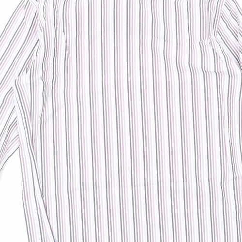 Jaeger Mens Purple Striped Cotton Dress Shirt Size 15.5 Collared Button