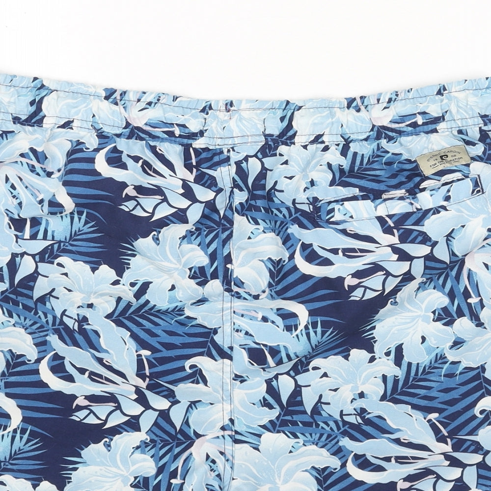 Pierre Cardin Mens Blue Geometric Polyester Sweat Shorts Size L Regular Drawstring - Swim Shorts