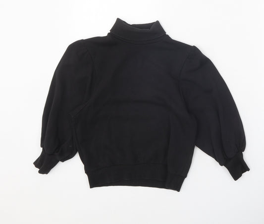 NEXT Girls Black Roll Neck Cotton Pullover Jumper Size 7 Years Pullover