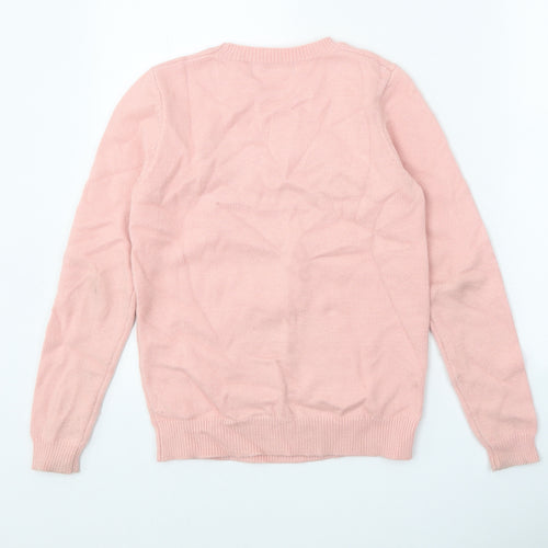 Fashion Union Girls Pink Round Neck Viscose Pullover Jumper Size 11-12 Years Pullover - Christmas
