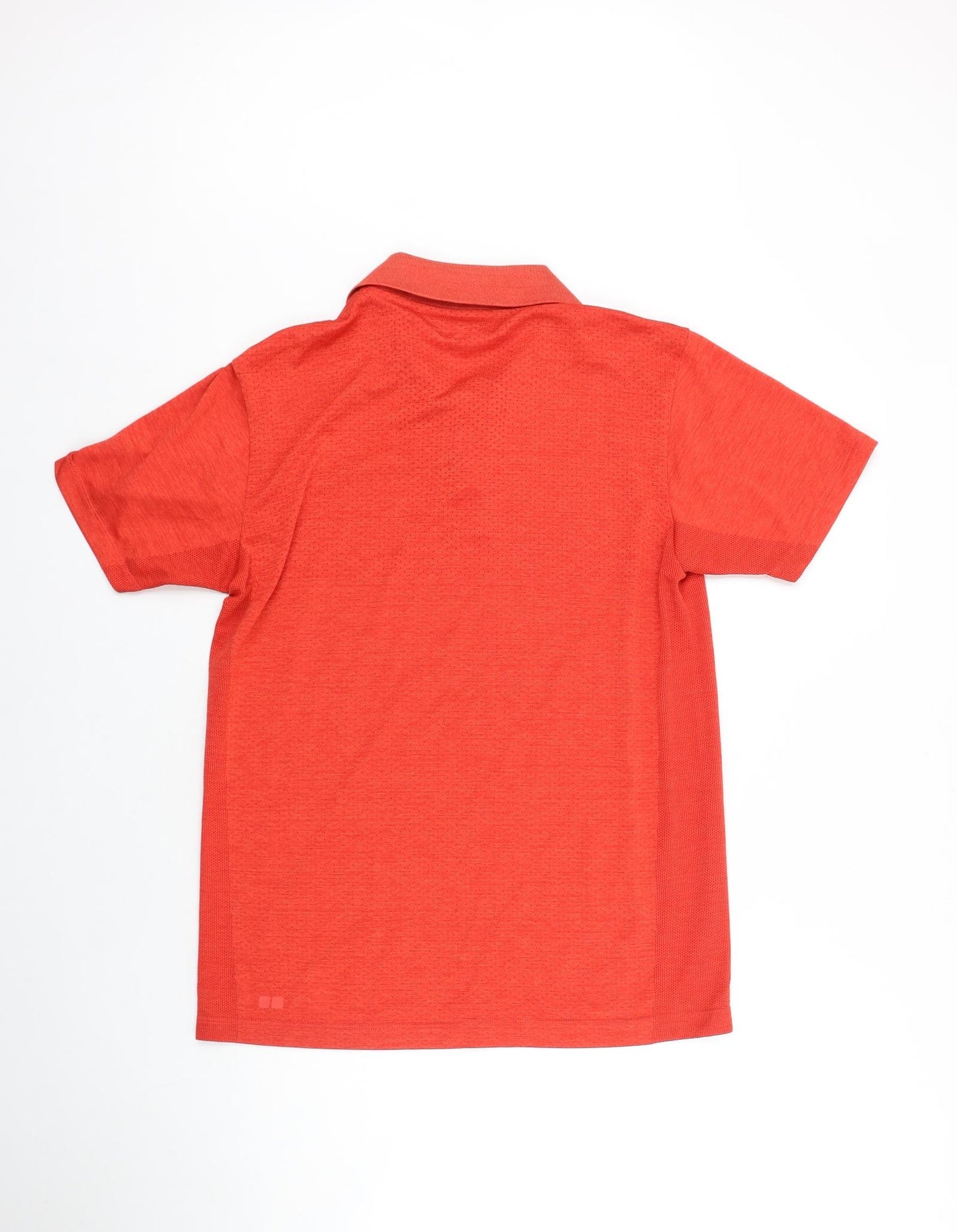 Uniqlo Mens Orange Polyester Basic Polo Size S Collared Button