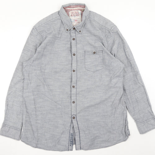 MANTARAY PRODUCTS Mens Grey Cotton Button-Up Size XL Collared Button