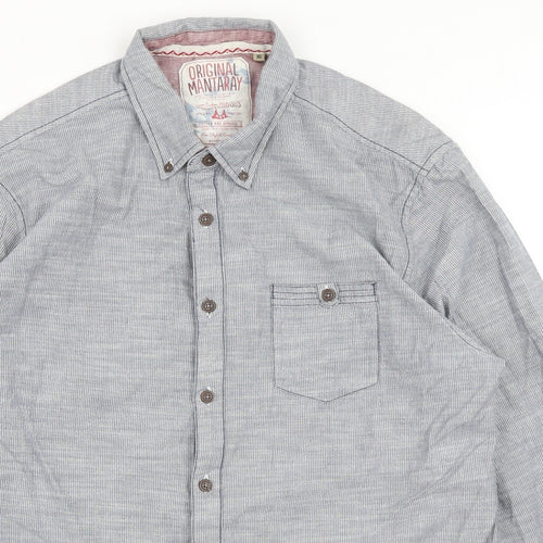 MANTARAY PRODUCTS Mens Grey Cotton Button-Up Size XL Collared Button