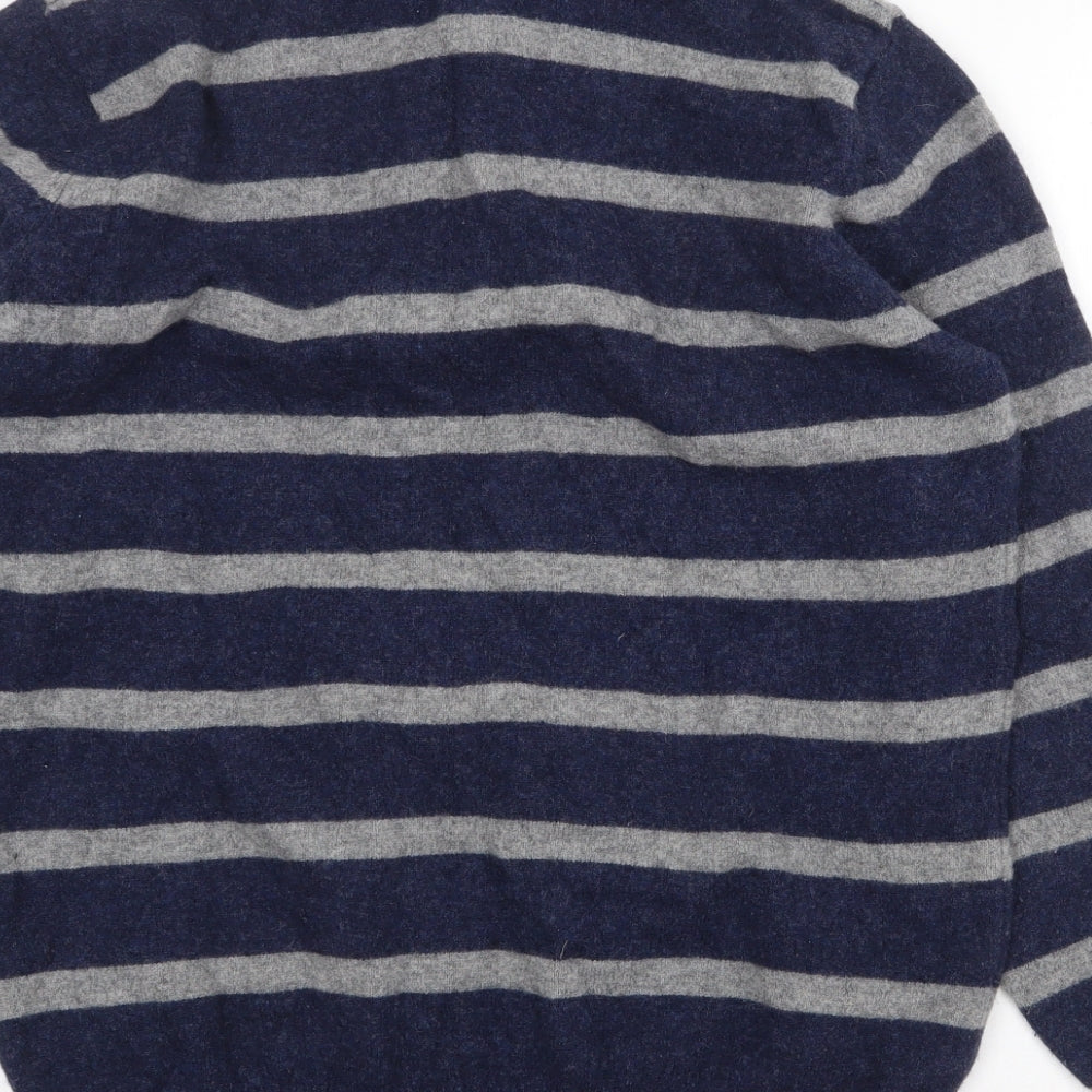 Wolsey Mens Blue Collared Striped Wool Pullover Jumper Size M Long Sleeve - Denim Shirt Collar