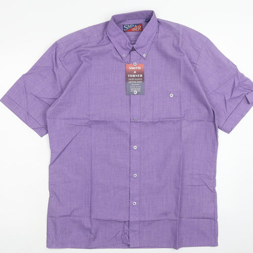 Smith & Turner Mens Purple Polyester Button-Up Size M Collared Button