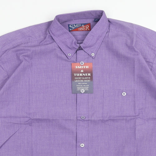 Smith & Turner Mens Purple Polyester Button-Up Size M Collared Button
