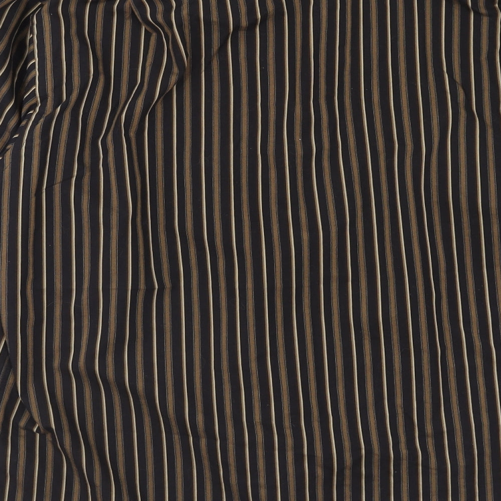 George Mens Brown Striped Cotton Button-Up Size 16.5 Collared Button