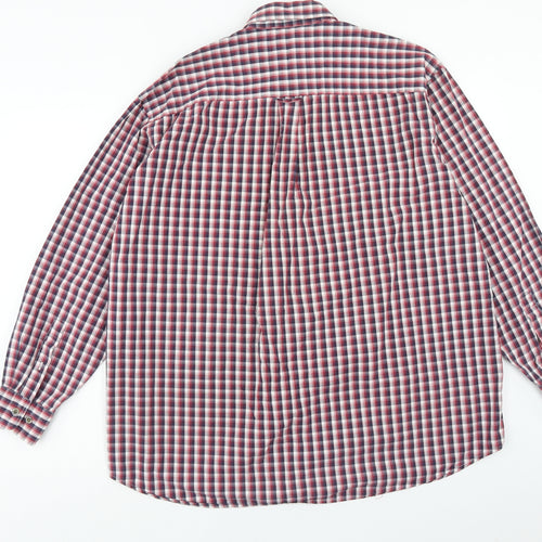 Debenhams Mens Red Plaid Cotton Button-Up Size L Collared Button