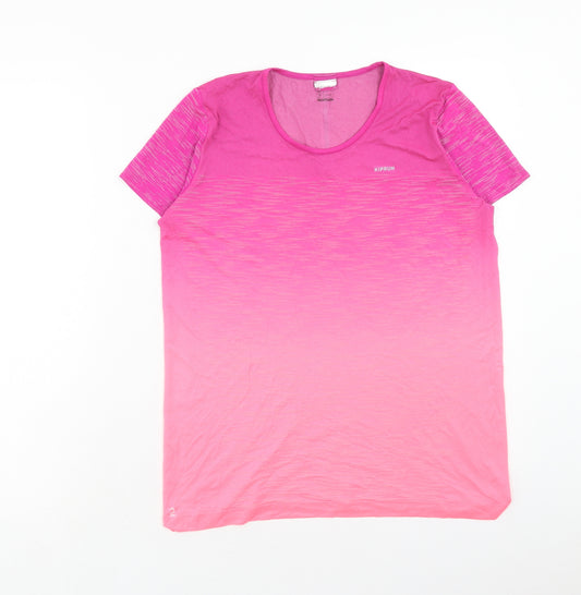 DECATHLON Womens Pink Polyester Basic T-Shirt Size L Scoop Neck Pullover - Ombré