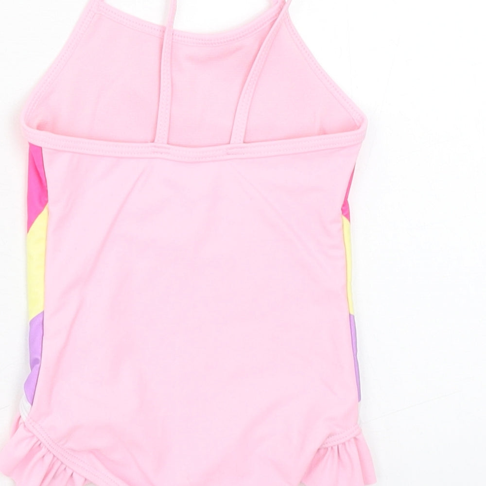 Matalan Girls Pink Geometric Polyester Unitard One-Piece Size 6-9 Months Pullover - Swimsuit, Unicorn Print