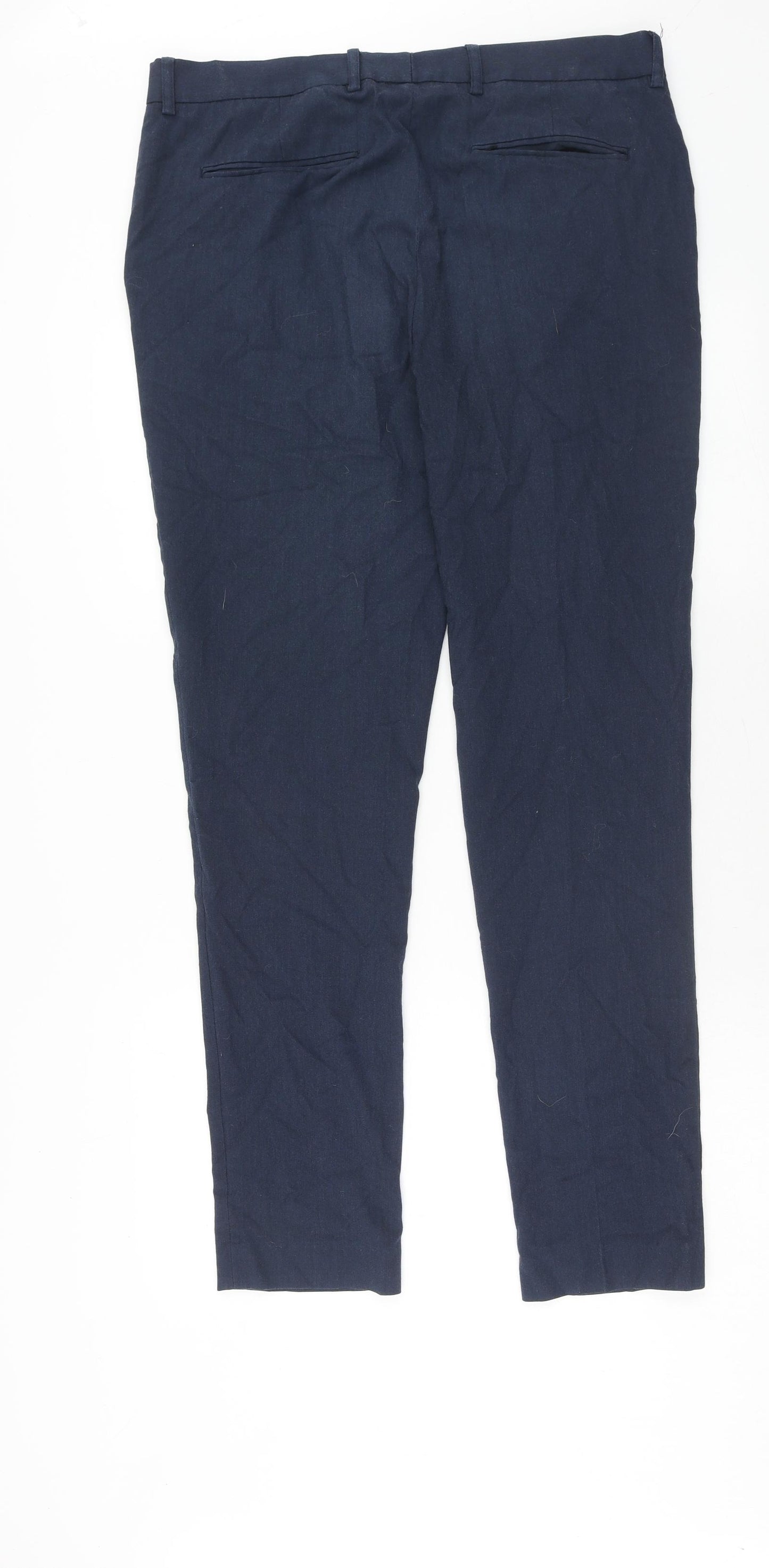 New Look Mens Blue Polyester Trousers Size 34 in Regular Hook & Eye