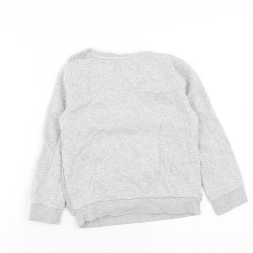 F&F Girls Grey Cotton Pullover Sweatshirt Size 6-7 Years Pullover - Star