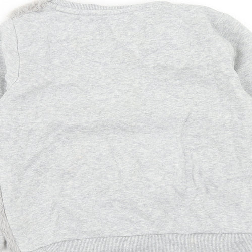 F&F Girls Grey Cotton Pullover Sweatshirt Size 6-7 Years Pullover - Star