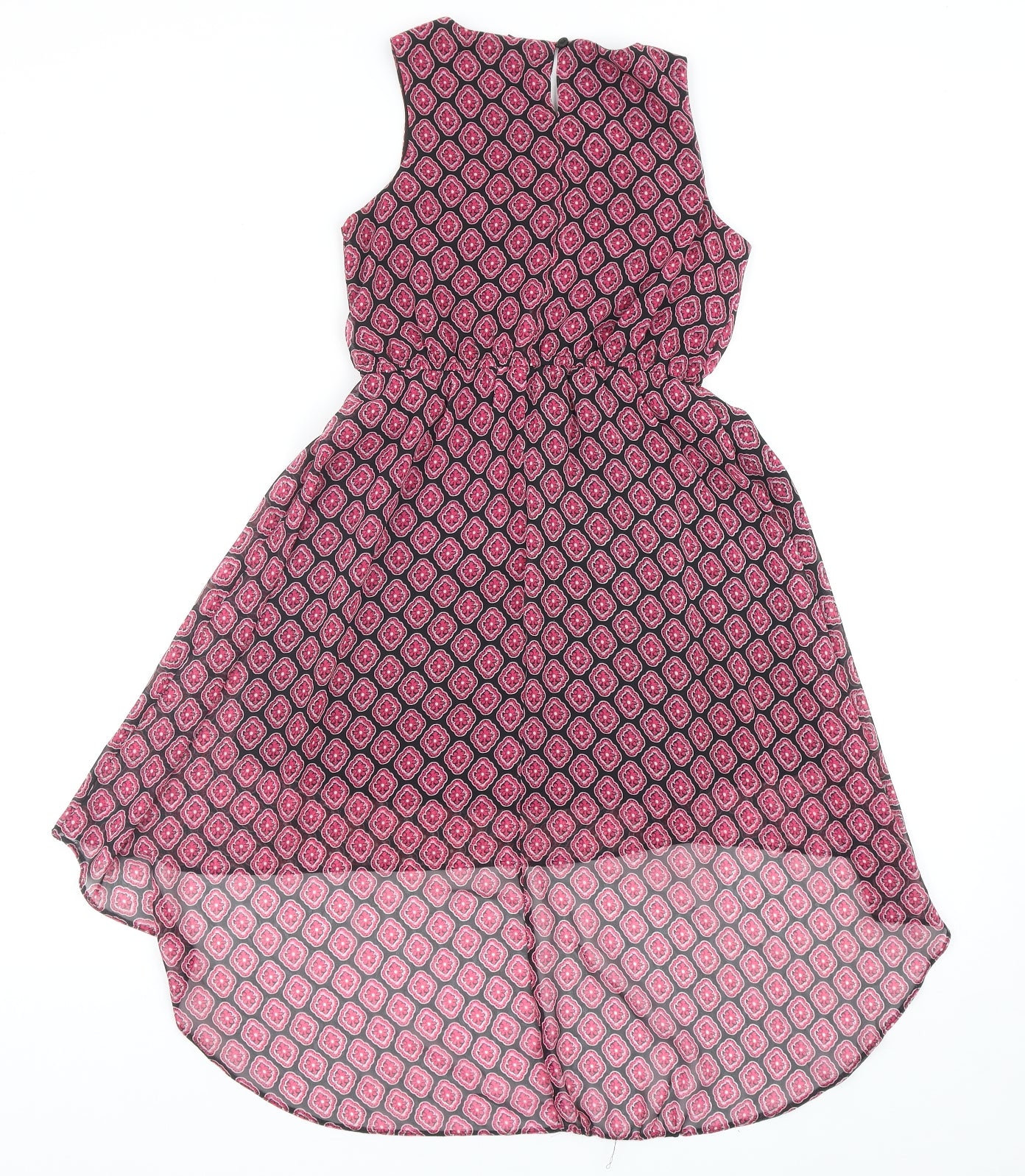 Matalan Girls Pink Geometric Polyester Trapeze & Swing Size 9 Years Round Neck Button